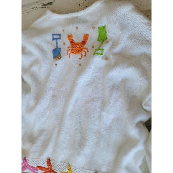 Vintage design options Philip Jane Gordon white Beach Crab cardigan starfish emb - Picture 14 of 16